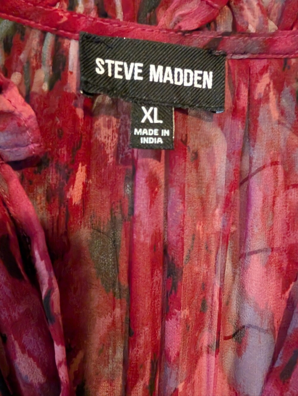 Steve Madden Raspberry Floral Ruffle Midi Dress - Picture 2 of 2